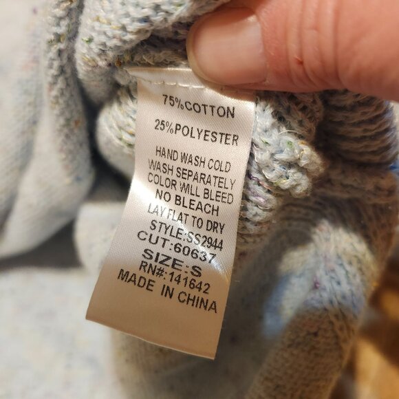 Evelyn Blue Womens Size Med Speckled Knit Sweater Distressed Hem Split Seam Blue - Picture 5 of 10